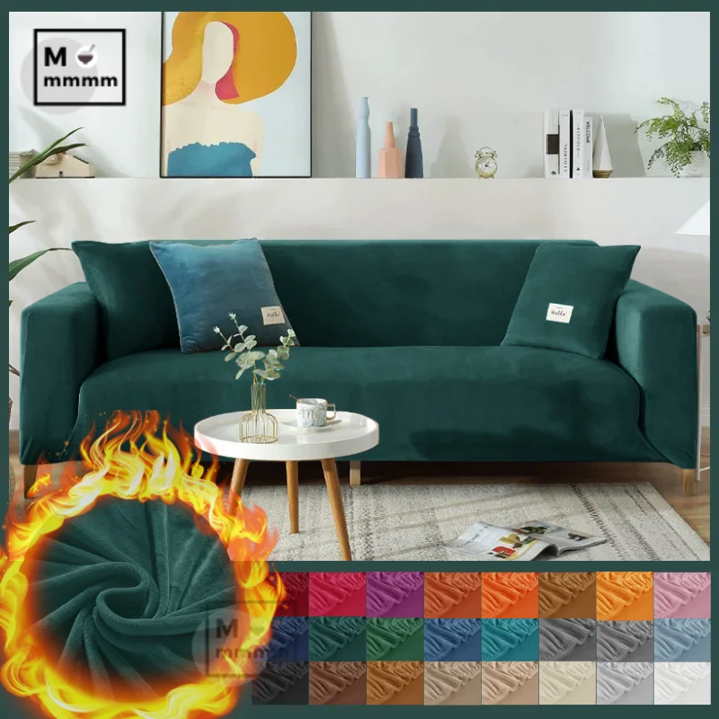

Green Sofa Protection Elastic Sofa Cover For Living Room 3-Seater Couch Cover Velvet Corner Cover Thick Sofa Slipcovers For Pet