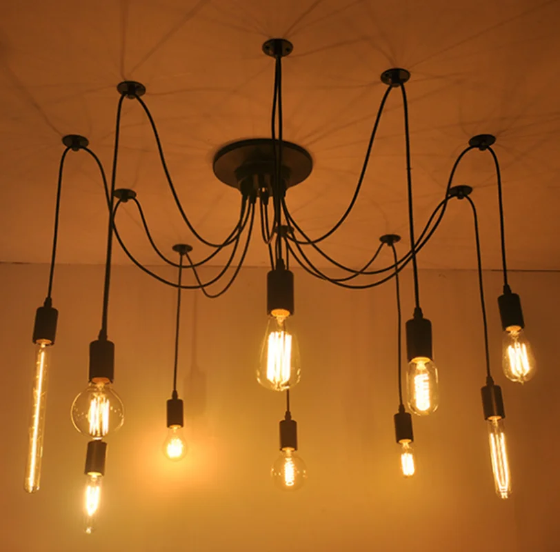 Винтажная Лофт Античная Регулируемая художественная потолочная лампа сделай