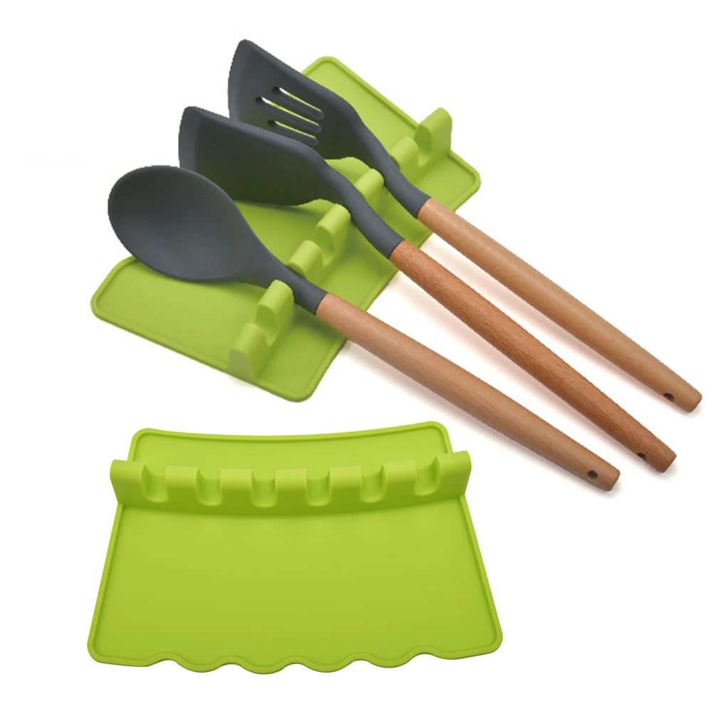

1 PCS Spoon Holder Silicone Spatula Rack Shelf 6 Slots Non-slip Spoon Pot Lid Organizer Kitchen Accessory Tool