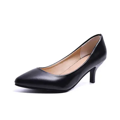 black 4.5 cm Профессиональные тонкие туфли; простые удобные рабочие туфли; черные туфли на высоком каблуке; официальная обувь; кожаные туфли; пикантная женская обувь; маленькие размеры 32 - Цвет: black 4.5 cm