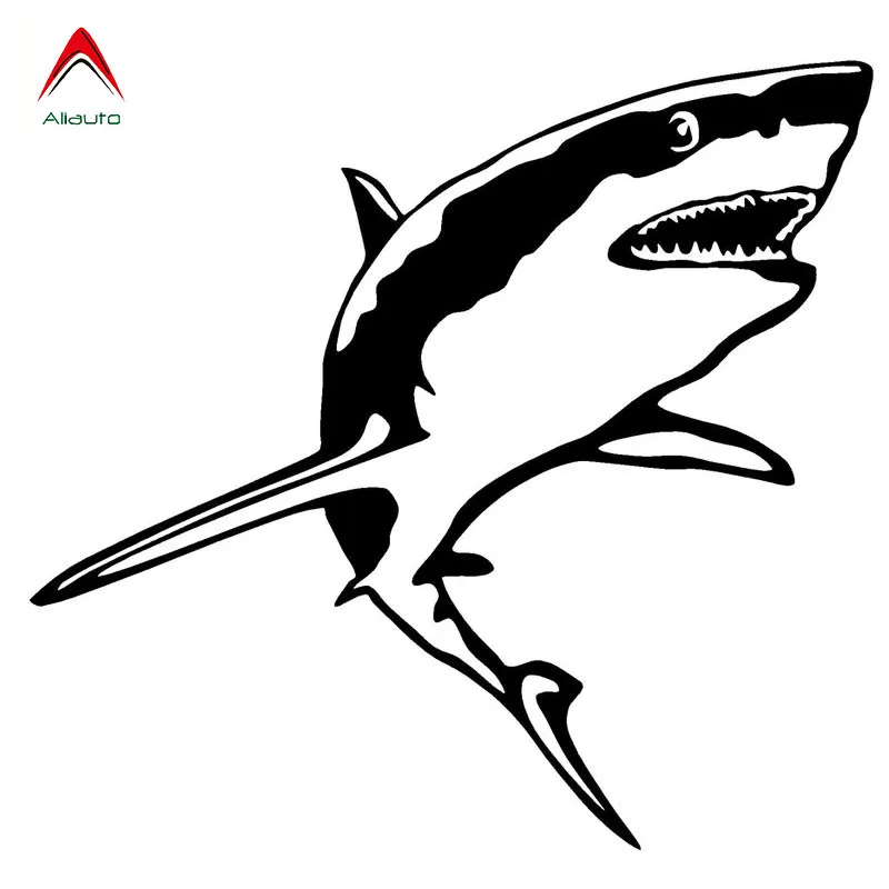 

Aliauto Personality Funny Car Sticker Great White Shark Vinyl Waterproof Sunscreen Decal Decoration Black/Silver,15cm*14cm