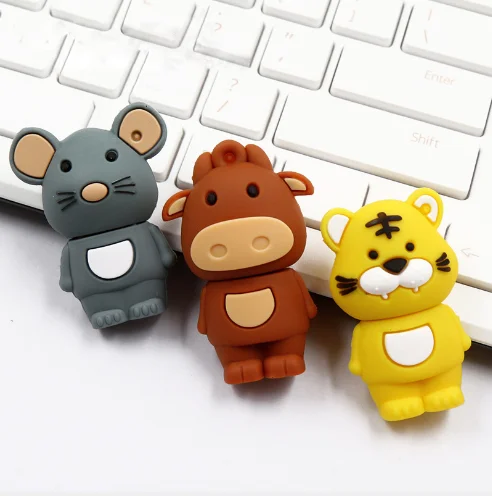 Животное USB флэш накопитель 16 г 32 Модный usb Флеш под заказ силикагель мультфильм