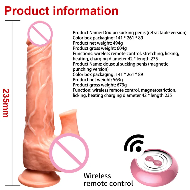 Авто Телескопический нагрев сосание настоящий пенис вибратор пульт