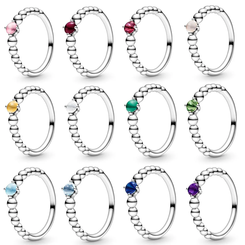 

Original 925 Sterling Silver Pan Ring Creative With Crystal Birthday Ring For Women Wedding Party Gift Fashion Jewelry