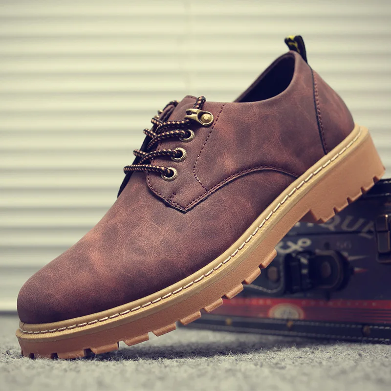 

England Luxury Leather Shoes Men Formal Dress Fashion Oxfords Autumn New Low-cut Lace-up Non-slip Outdoor Mens Shoes S21-56