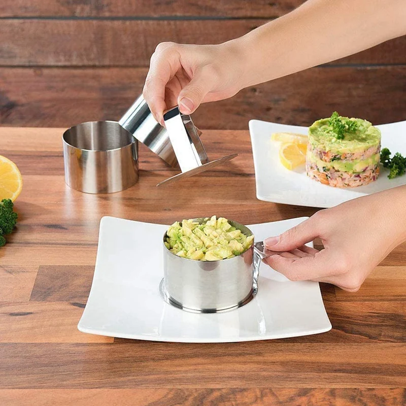 

8 Pcs Cooking Ring Set,Stainless Steel Cake Mold,Baking Mold with Press Cover,for Cooking Crumpets/Mousse/Desserts