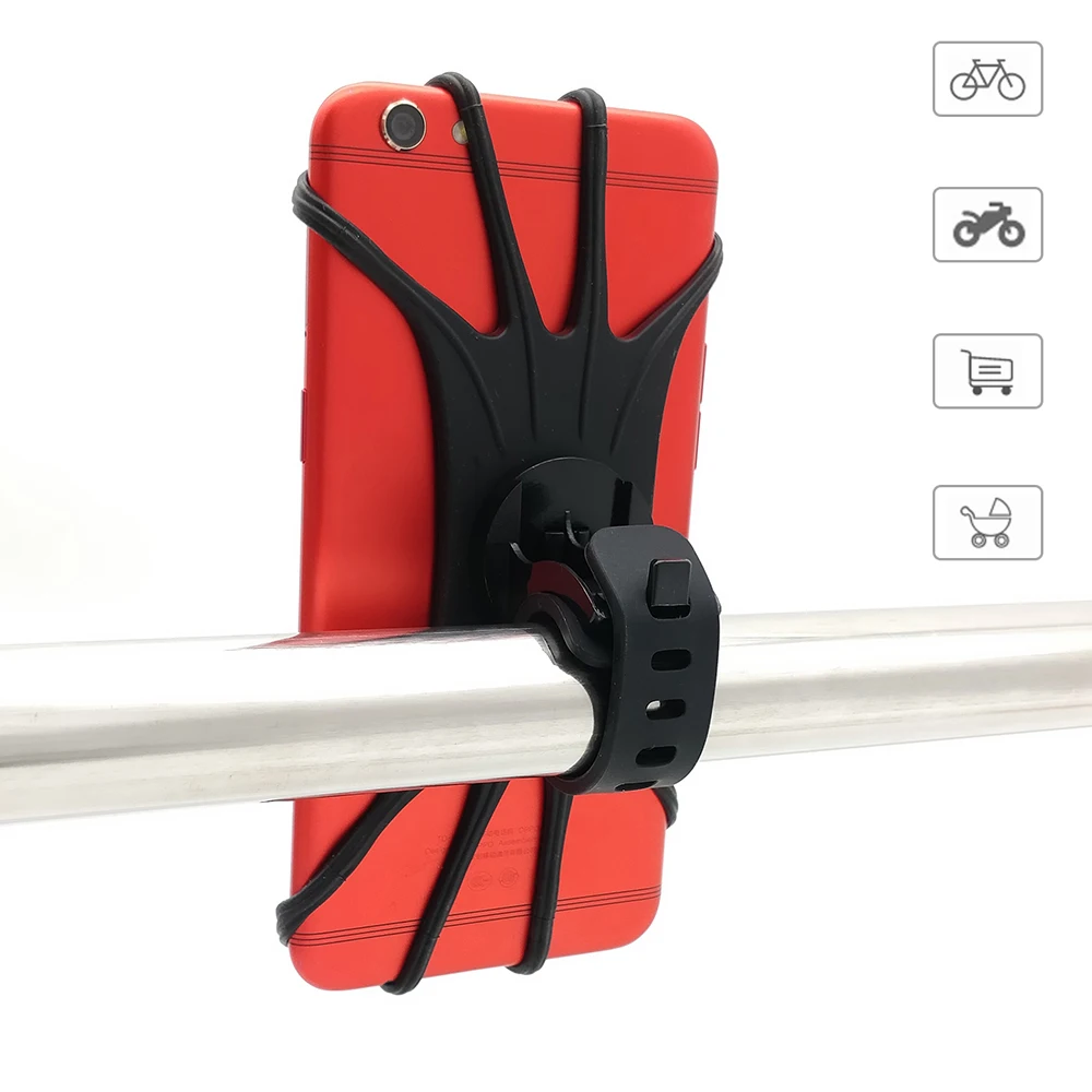 

Universal Bicycle Motocycle Baby Stroller Phone Holder 360 Rotatable for Mobile Phone Mount Band Bike GPS Clip