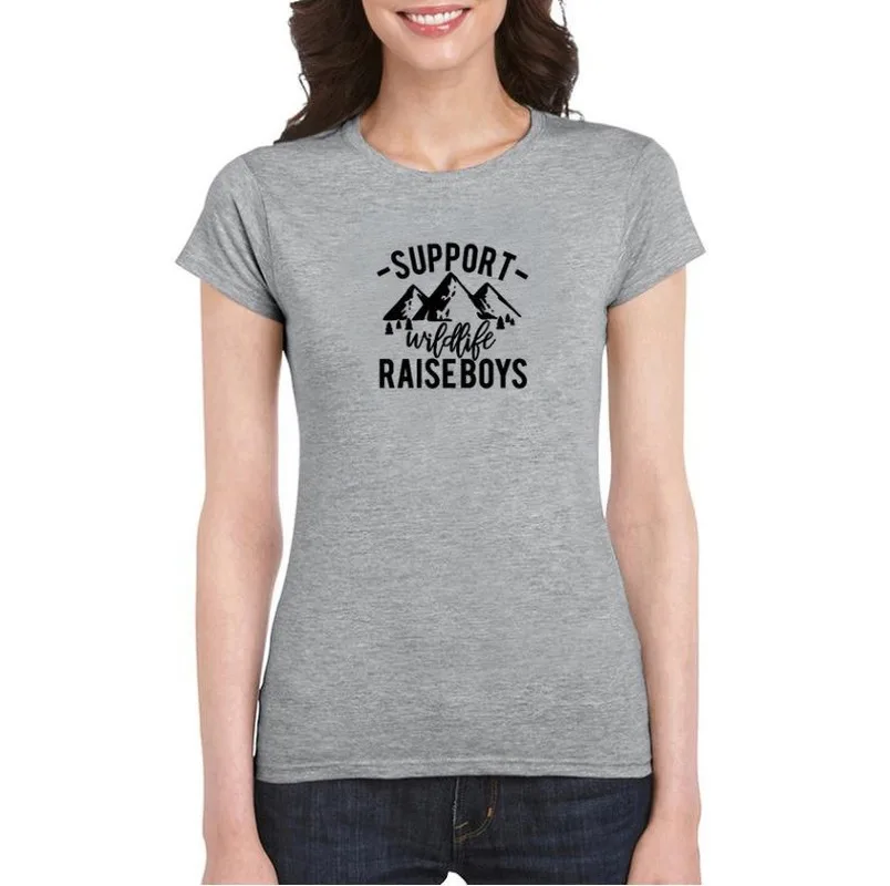 

Women T Shirt SUPPORT Wildlife RAISEBOYS Print Tshirt Women Short Sleeve O Neck Loose T-shirt Ladies Causal Tee Shirt Tops