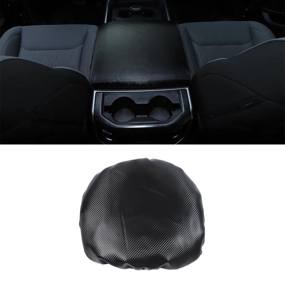 

for Dodge Ram 2018 2019 2020 2021 Armrest Box Center Console Armrest Pad Black Carbon Fiber Leather Car Interior Accessories