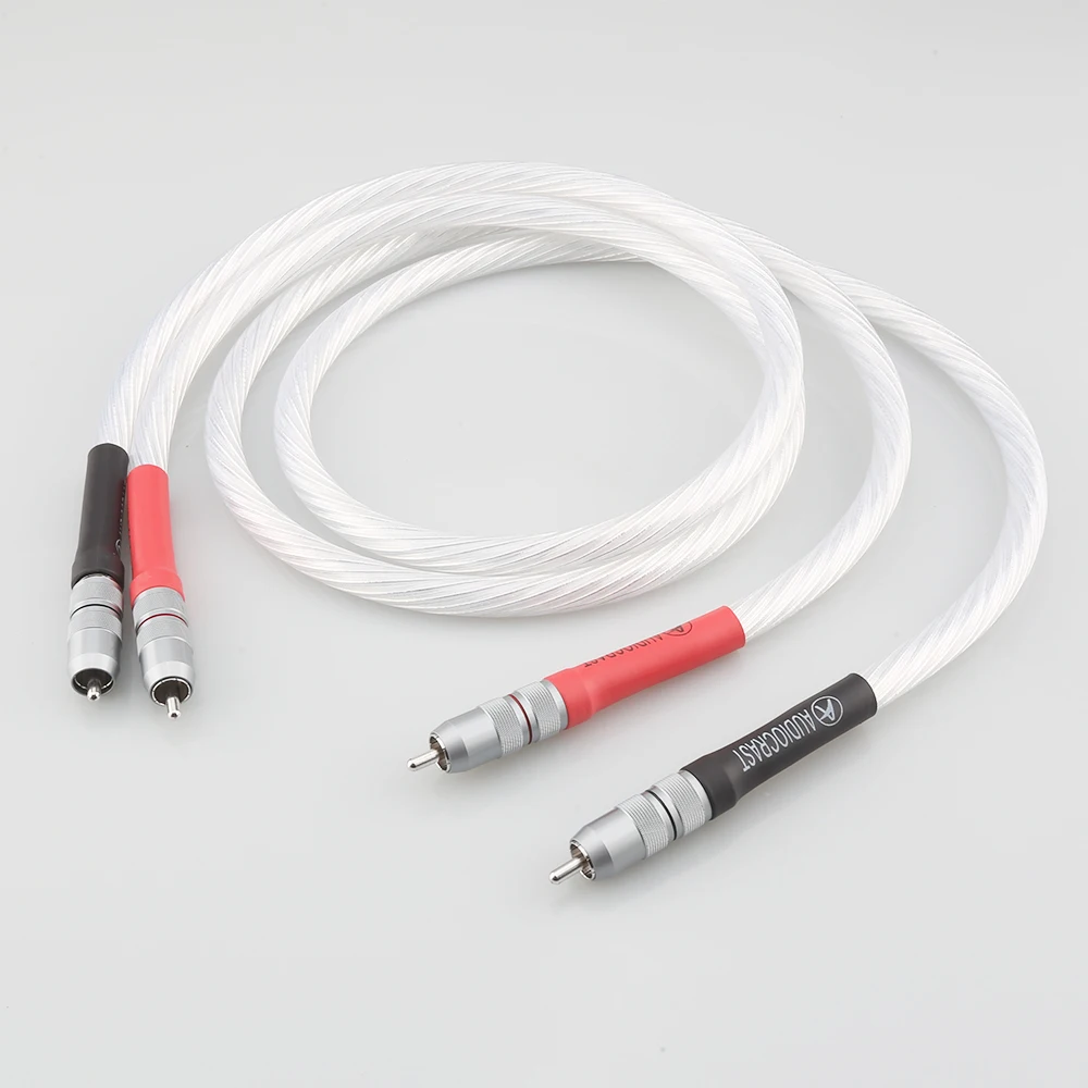 

High Quality Odin Silver Plated Phono RCA Interconnect Audio Cable With Viborg Pure Red Copper RCA Plug HIFI Audiophile