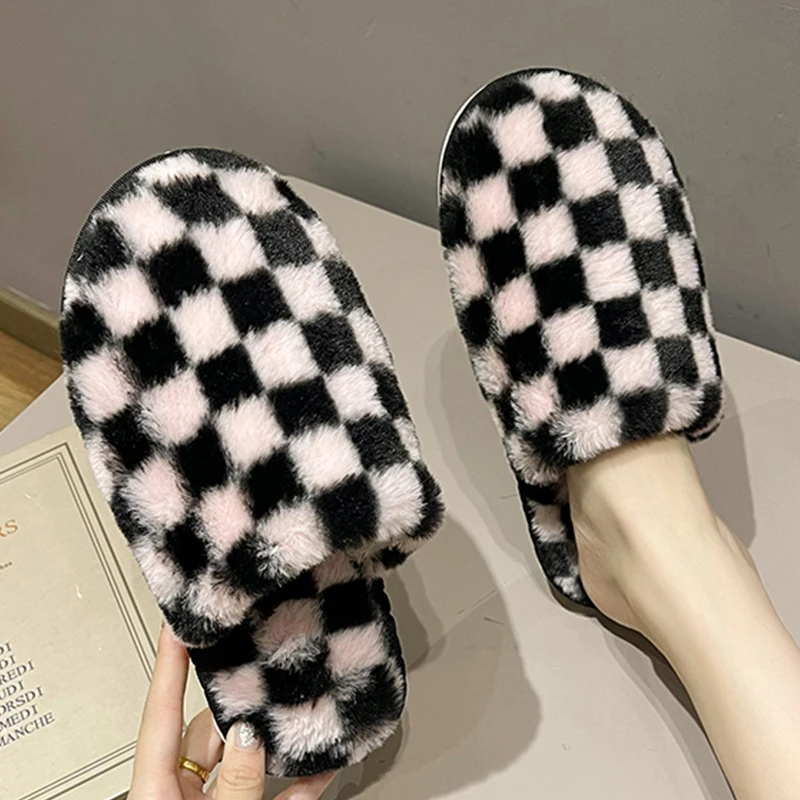 

Big Size Slippers Women Flip Flop Ladies 2021 Winter Fur Mules Flip flops Indoor Rubber Slides Female Shoes Outside Flip-flops