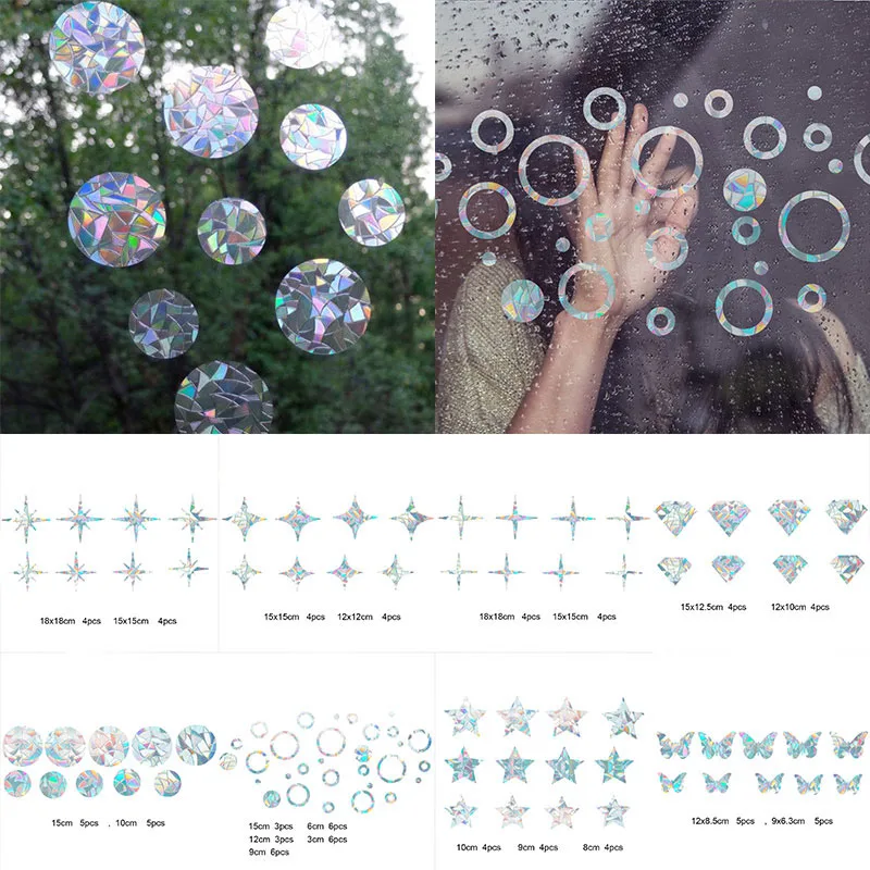 

PVC Window Electrostatic Sticker Colorful No Glue Stickers Glass Psychedelic Sticker Diamonds Reflective Static Cling Glass Film