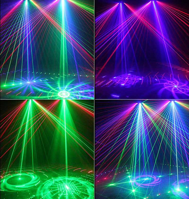 DJ Disco Stage Laser Projector Six Eyes RGB Light DMX Sound Actived Patterns Effects Scaner Xmas Home Dance Party System Show images - 6