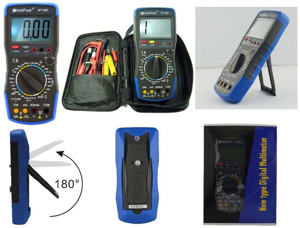 HoldPeak HP-760C 1000 Вольт и 20 ампер цифровой мультиметр измеритель с частотой