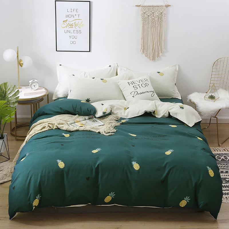 

Fashion For Home Small Pineapple Home Textile Soft Duvet Cover Pillow Case Bed Sheet King Queen Twin High Quality Bedding Set