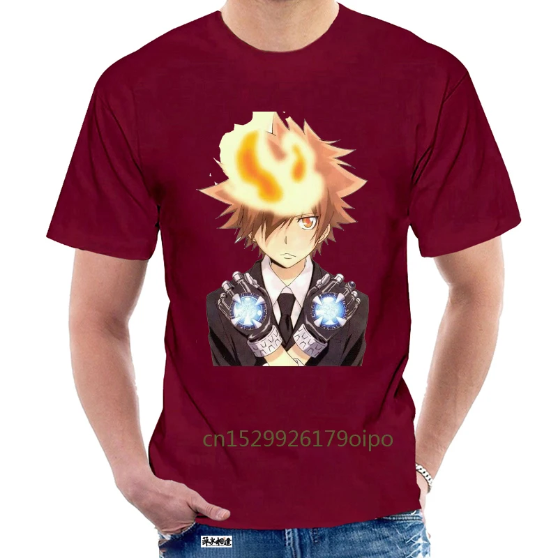 Аниме топы унисекс футболки Katekyo HITMAN REBORN Мужская футболка Sawada Tsunayoshi кёя Хибари