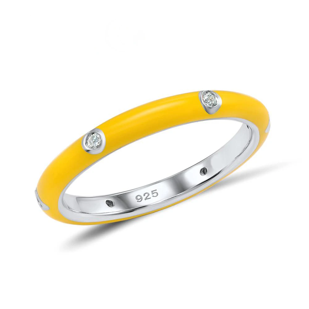 

925 Silver Colorful Rainbow CZ Eternity Stackable Ring for women wedding party engagement ring jewelry gift