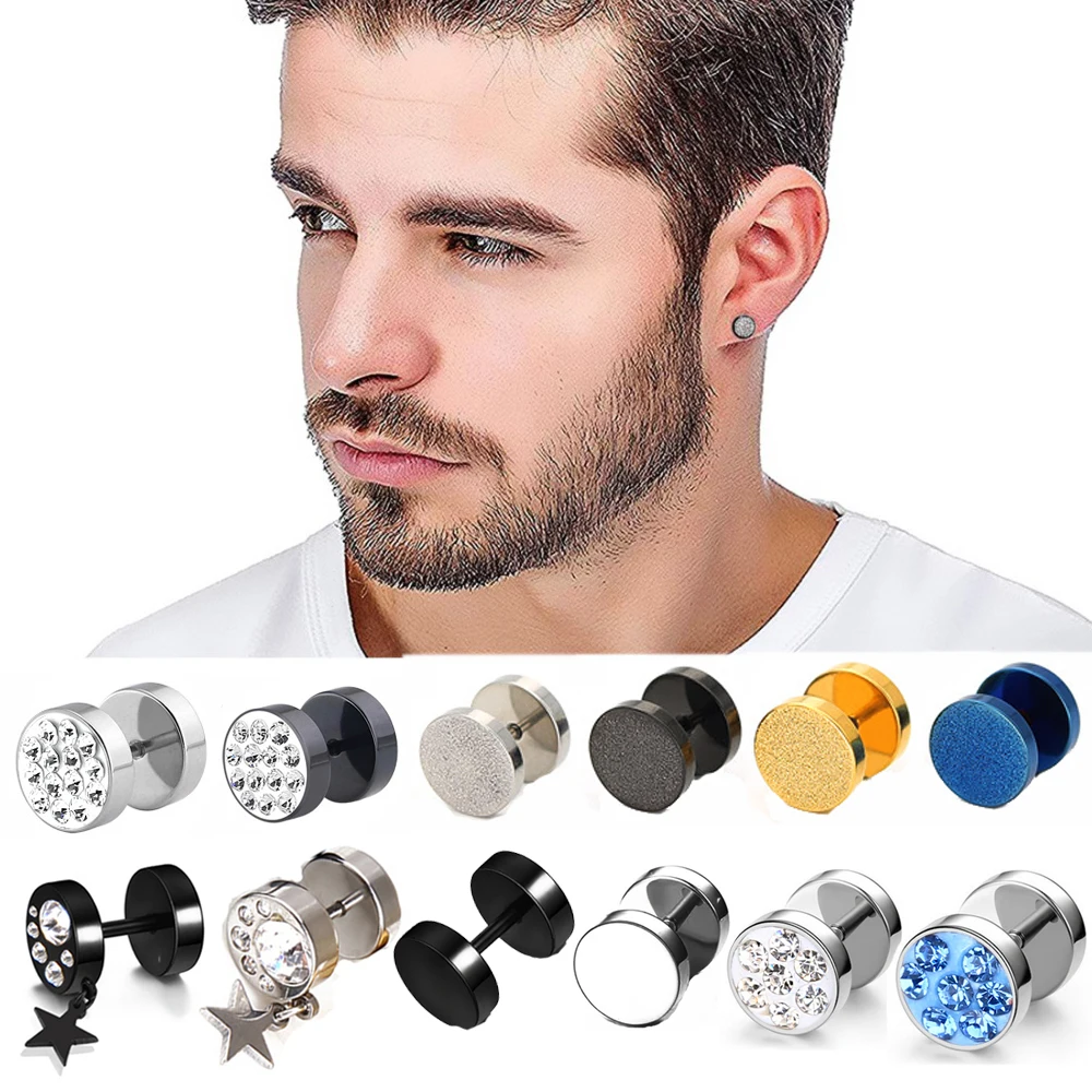 Мужские серьги из нержавеющей стали черный/Золотой/Серебряный цвет гвоздики для