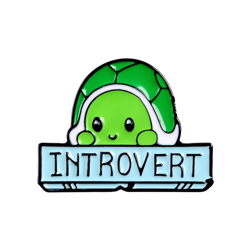 Tortoise Enamel Pins Custom Introvert Brooches Lapel Pin Shirt Bag Pizza Animal Badge Turtle Jewelry Gift For Kids Friends - Окраска металла: INTROVERT