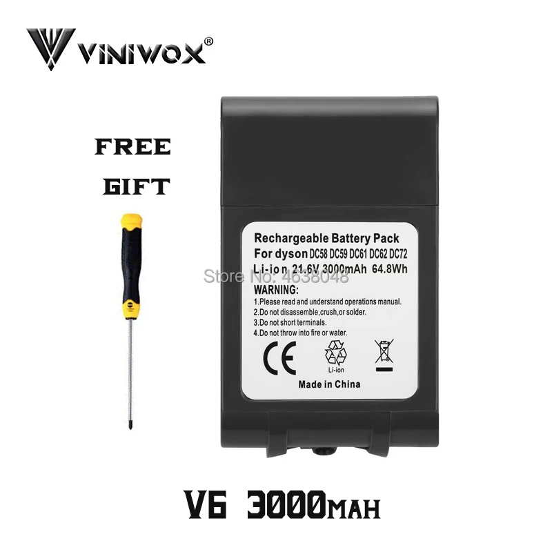 Аккумуляторная батарея 3000 мач 21 6 в для Dyson V6 Serise li-ion DC62 DC61 DC58 DC59 SV07 SV09 SV03 SV04