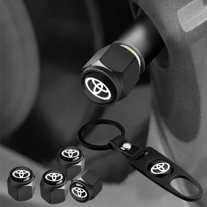 

5pcs New Metal Wheel Tire Valve Caps With Wheel Wrench Keychain Accessories For Toyota Corolla Yaris Rav4 Avensis Auris Camry