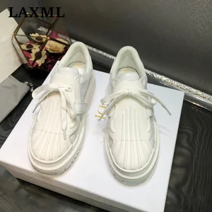 2021 brand design shell shoes round toe platform sneakers lace up flat bottom sweat absorbent hot selling casual womens shoes free global shipping