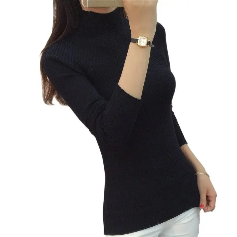 2021 Ladies half turtleneck sweaters in winter female long sleeved sleeve head thickened slim coat shirt | Женская одежда