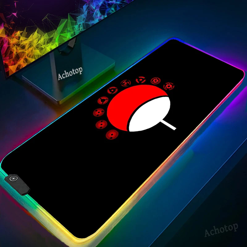 

RGB Mangekyou Sharingan Gamer Anime Mouse Pad Mouse Mat Computer Custom Led Slipmat Large Pad Gaming for Bears Pc computer mat
