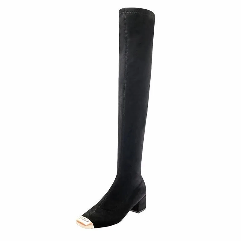 

2020 Autumn Fashion Stretch Fabric Sock Boots Pointy Toe Over-the-Knee Heel Thigh High Pointed Toe Woman Boot