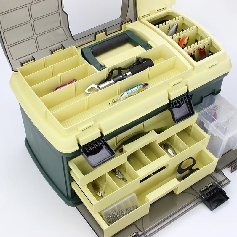 Fishing Tool Box Multi-Layer Fish Lures Container Box PP Plastic Handle Fishing Lures Thickening Fish Hooks Lines Storage Case enlarge