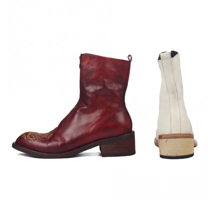 Роскошные Подиумные мужские сапоги из натуральной воловьей кожи Сапоги для