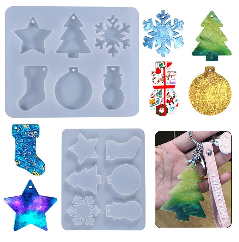 Christmas snowflake snowman tree boot bell star round Silicone Mold Craft Making Christmas Decoration Party Supplies epoxy resin