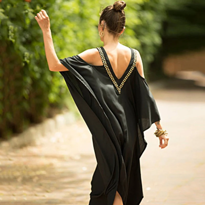 Женский купальник с рукавами крылышками кафтан Пляжная туника v образным вырезом