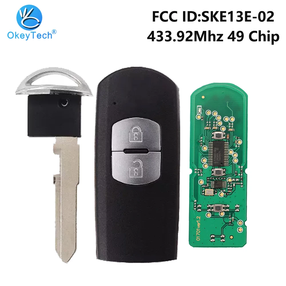 OkeyTech для Mazda 2017 CX 5 дистанционный ключ FSK 433 92 МГц 49 чип маз24r 2 кнопки FCC ID: SKE13E 02