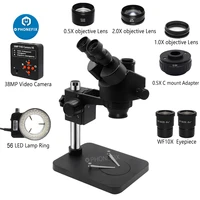black 3 5x 90x simul focal trinocular stereo microscope digital usb vga hdmi microscope camera for phone pcb soldering repair