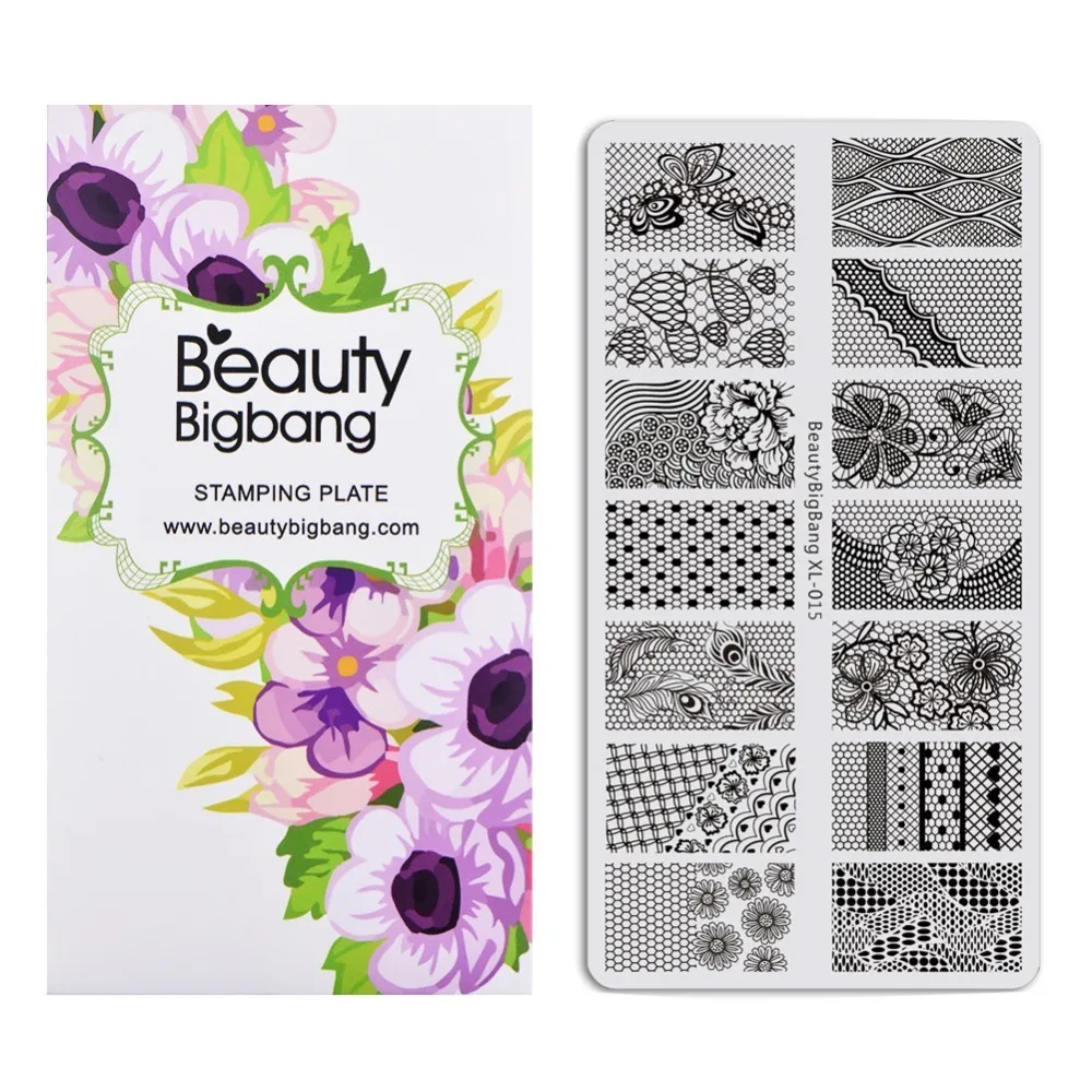 BeautyBigBang штамповочные пластины кружевной цветок перо бабочка изображение из