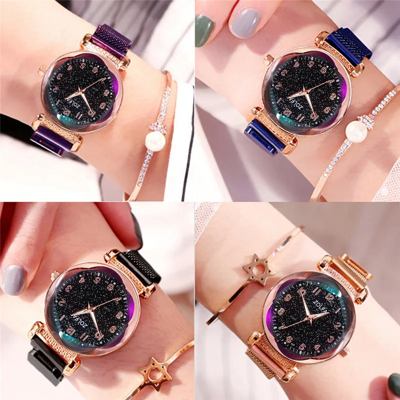 Звездное небо женские часы Роскошные с магнитной пряжкой геометрический цветной