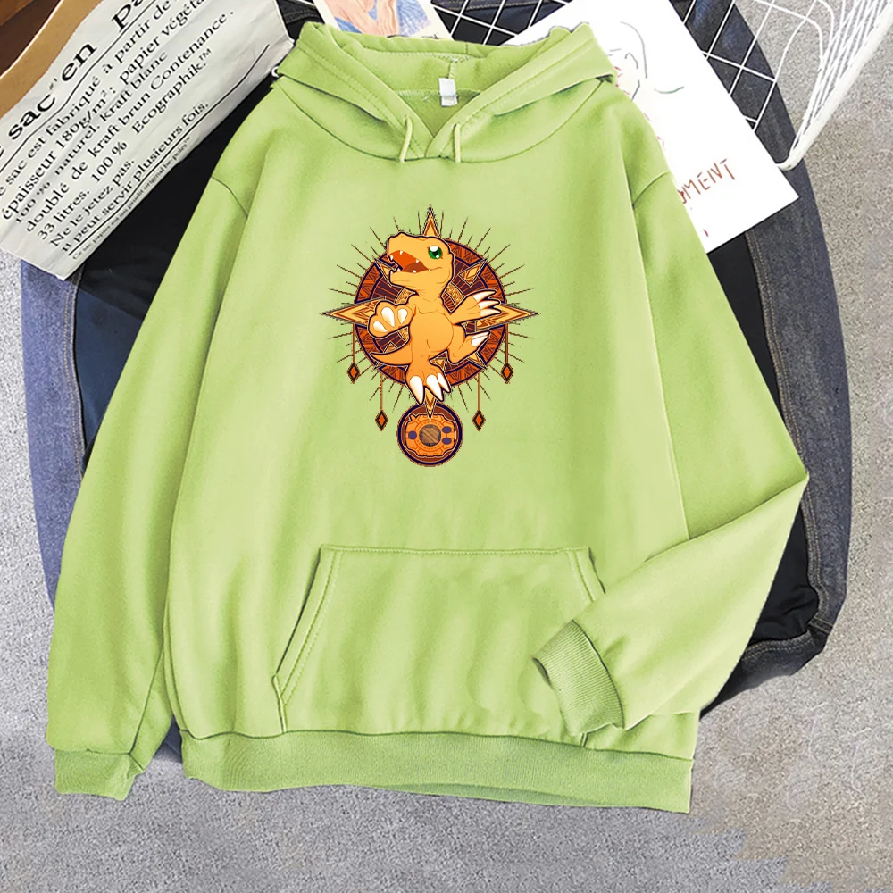 

Agumon Digimon Kawaii Graphic Hoodies Aesthetic Oversized Sweatshirt 2021Autumn Harajuku Streetwear Women Men Cool Tops Pullover