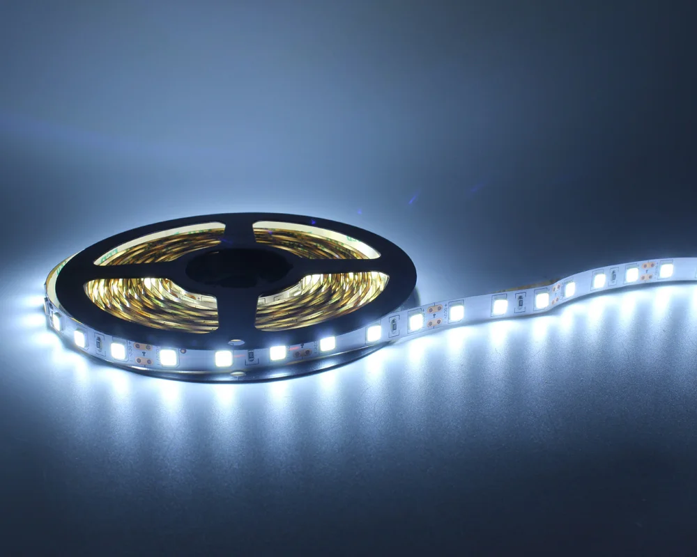 Cool White 12V светодиодный лента SMD 5054 60 Светодиодный s/М, 5 м Светодиодные ленты света, работающего на постоянном токе 12 В в Водонепроницаемый Гибкая полоса лента теплого белого декоративная подсветка для дома - Испускаемый цвет: Cool White