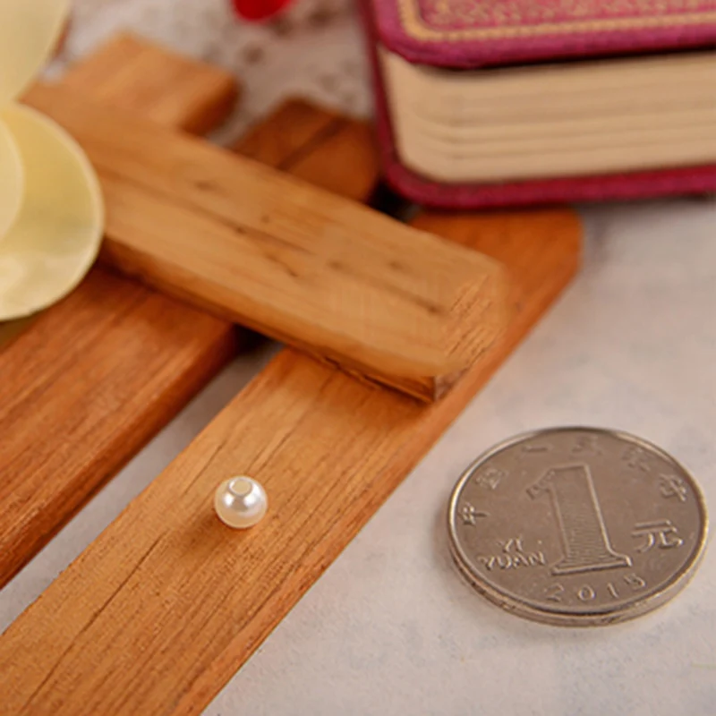 

100pcs/lot Straight Holes Acrylic Imitation Pearl Beige Bracelet Round Beads For DIY Craft Jewelry Making Supplies Size 5 6 8 Mm