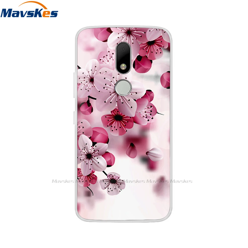 soft tpu case for motorola moto m case xt1662 5 5inch cute cartoon silicone back cover for moto m case xt1663 phone cases flower free global shipping