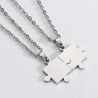 2 pcs fashion stainless steel pendant necklace couple puzzle dangle necklaces jewelry for best friends lover gifts 2021 new