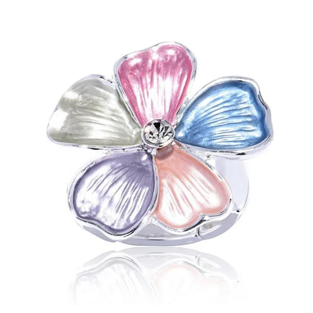 Новинка Роскошные эмалированные эластичные регулируемые кольца с цветком и