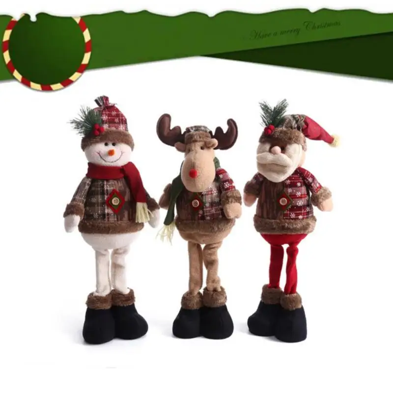 

Christmas Decorations Standing Elder Elk Snowman Retractable Doll Plush Toys Scene Decoration For Home Christmas Children's Gift