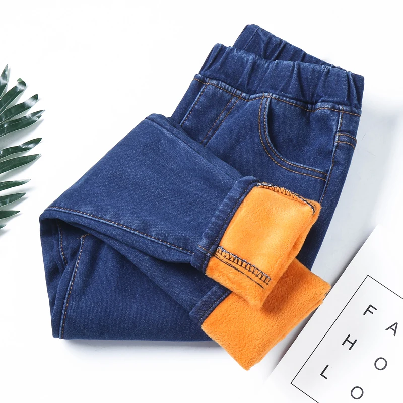 

Jeans Woman Thick Winter Female Warm Skinny High Waist Plus Velvet Elastic Jeans Denim Pencil Women's Pants Plus Size 5xl