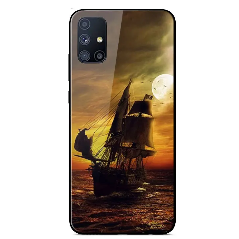 

For Samsung M51 Case Mirror Glass Hard Phone Case For Samsung Galaxy M51 SM-M515F M515 Soft Silicone Bumper Protection Covers