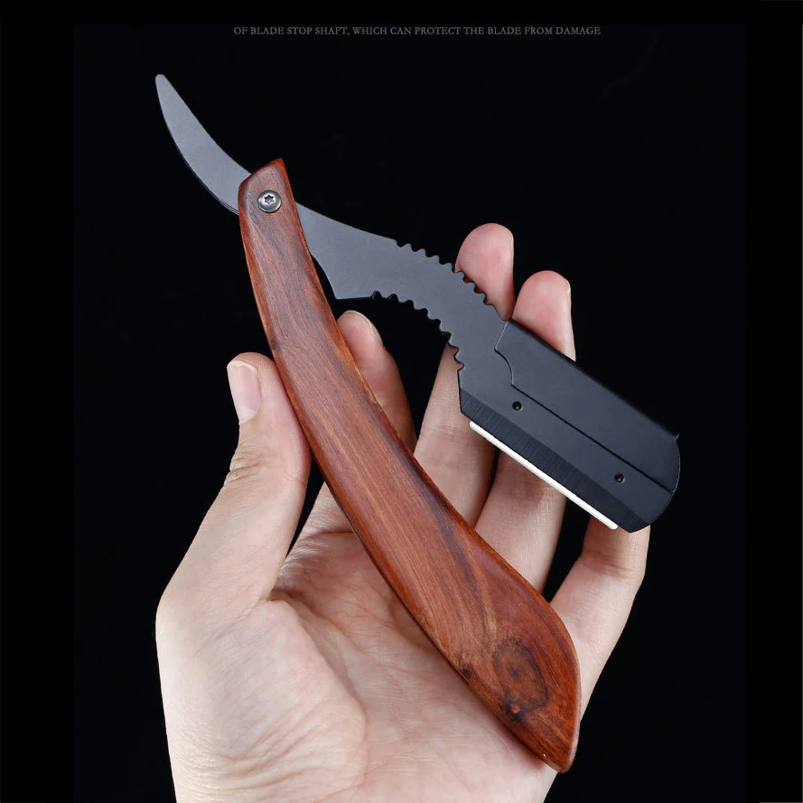 

wooden Straight Edge Barber Razor Haircut Beard Eyebrow Shaving Tool Manual Depilation Razor Hairdresser Trimming gift