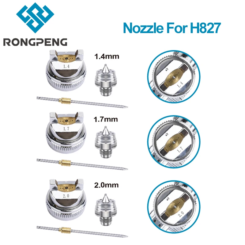RONGPENG 1,4 мм 1,7 мм 2,0 мм HVLP Краски пистолет-распылитель сопла иглы Кепки комплект пневматический инструмент для H-827 аэрограф - изображение