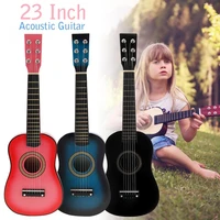23 inch black basswood acoustic guitar 12 frets 6 strings with guitar pick wire strings for children