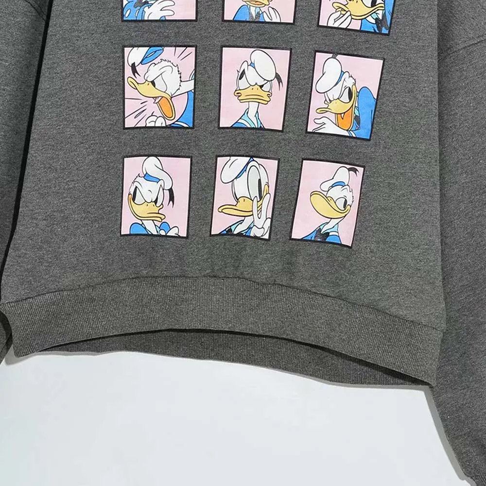 

Disney Fashion Donald Duck Cartoon Print O-Neck Pullover Streetwear Women Sweatshirt Long Sleeve Harajuku Casual Tops Dark Gray